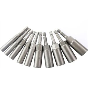 Tlily - 10Pcs 6mm-15mm Hex Sockets Sleeve Nozzles Nut Driver Set Screwdriver Power Tools Bits