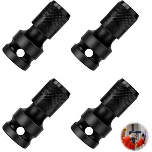 ZVD - 1/2' Square to 1/4' Hex Socket Adapter - 4 Pcs Quick Release Chuck Converter for Impact Wrench and Ratchet