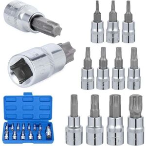 ZVD 13 Pcs Torx Socket Set, T8 - T70 Bit Socket Set, Female Torx Sockets, Torx Bit Socket Set, Chrome Vanadium Steel 1/4