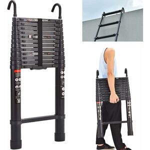 DAYPLUS 16.5ft 5m Extendable Portable Heavy Duty Aluminium Telescopic Ladder with 2 Safety Detachable Hook
