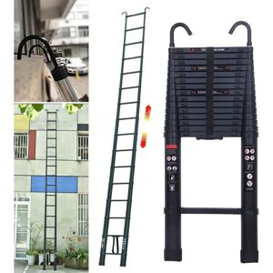 DAYPLUS 20FT 6.2M Aluminum Telescopic Ladder Home Loft Ladder , 2 Detachable Hook Safety