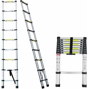 BRIEFNESS 2.6M Multi-Use Aluminum Telescopic Ladder Heavy Duty Folding Extension Ladder