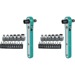 TLILY 2X Chrome Vanadium Steel Key Screwdriver Set 17 1 Torx Torque Bit Ratchet Flat Socket