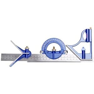 TLILY 3 in 1 300mm Square Right Angle Ruler Measuring Multi Combination Protractor Tools Woodworking Blue