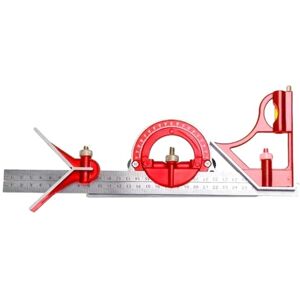 TLILY 3 in 1 300mm Square Right Angle Ruler Measuring Multi Combination Protractor Tools Woodworking Red