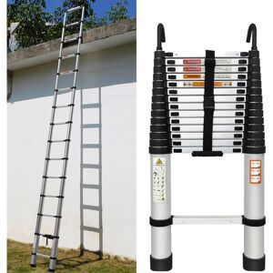 Briefness - 4.4M Portable Telescopic Step Ladder with Detachable Hook Foldable Extendable Builders