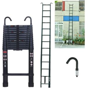 DAYPLUS 5M 16.5FT Telescopic Ladder with 2 Detachable Hook Aluminum Ladder Heavy Duty 330lbs Capacity EN131 Approved