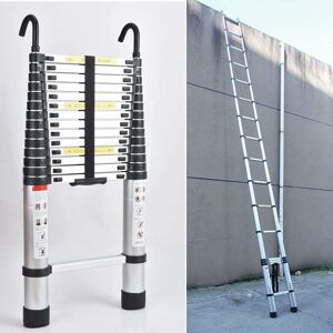 DAYPLUS 5M /16.5FT Telescopic Ladder with Hook Aluminum Ladder Heavy Duty 330lbs Capacity EN131 Safety Approved