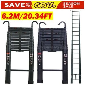 BRIEFNESS 6.2M Heavy Duty Multi-Purpose Aluminium Telescopic Ladder Extendable Steps EN131