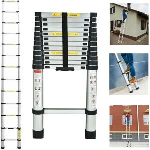 BRIEFNESS 5M Telescopic Ladder Aluminium Portable Multi-Purpose Folding Portable Heavy Duty Multi-Purpose Aluminium Telescopic Ladder Extendable