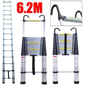 BRIEFNESS 6.2m Telescopic Ladder with Detachable Hook Extendable Steps Folding Ladder Loft