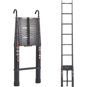 DAYPLUS 6.2M Telescoping Ladders w/ 2 Hooks Heavy Duty Aluminum Retractable Collapsible Ladder EN131