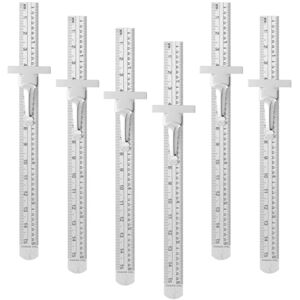 Tlily - 6Pcs Pocket Ruler with Detachable Clips Precision Metric Stainless Steel Scale Machinist 6Inch