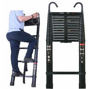 BRIEFNESS Aluminium Telescopic Ladder 16.5Ft/5M w/Heavy Duty Hook,Soft-Close Extension Folding Multi-Purpose Portable Ladders for Outdoor Indoor Home Loft