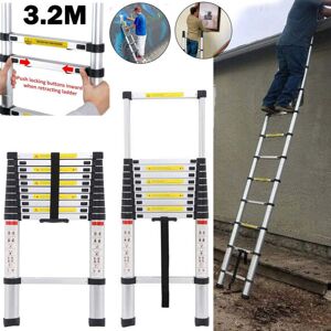 DAYPLUS Aluminum Telescopic Extension Ladder Folding Step One-Button Inward Sliding 3.2m
