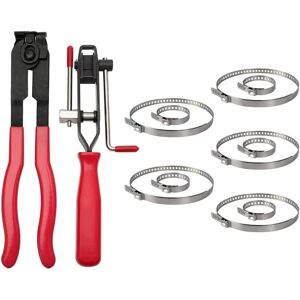 CCYKXA 12-Piece Set, 2 Crimping Band Clamps, 10 Steel Universal Hose Clamps, Clamp Band Installation Tool, Hose Clamp Pliers, for Automotive Accessories