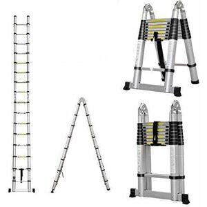 DAYPLUS Diy Multi-Purpose Aluminium Telescopic Ladder Extension Extend - Portable Foldable (5m(a-Frame))