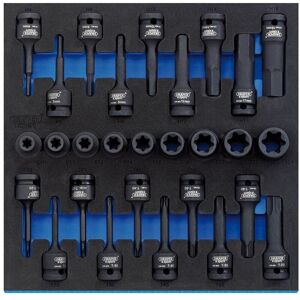 Draper Expert - Draper 1/2' Sq. Dr. Impact TX-STAR&174 and Hex Socket Set in 1/2 Drawer eva Insert Tray (28 Piece) (63490)