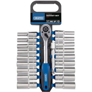 Draper - 1/2' Sq. Dr. Combined mm/af Deep Socket and Ratchet Set (20 Piece) (16377)