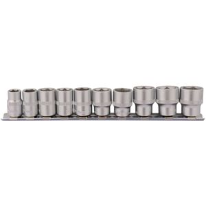 3/8' Square Drive Socket Set on Metal Rail (10 Piece) (16400) - Draper