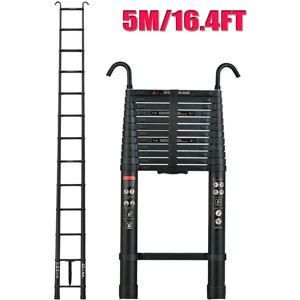 DAYPLUS EN131 16.5ft 5m Extendable Portable Heavy Duty Aluminium Telescopic Ladder with 2 Detachable Hook
