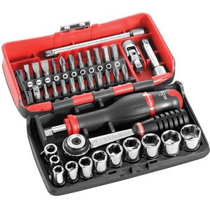 Facom 1/4in Metric Socket And Bit Set 38 Pc Standard Length Chrome FCMR2NANO