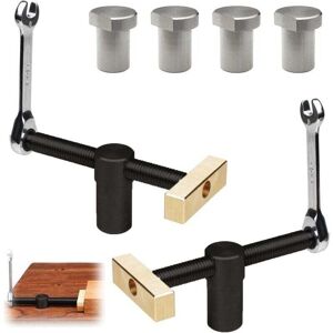 YMYNY Fliti Set of 2 Carpenter Table Vice Clamps, Quick Workbench Clamps, Adjustable Desk Clamp with 4 Bench Hooks, Pillar Drill Vice Carpentry Tools, for