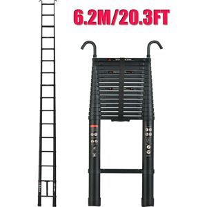 DAYPLUS Heavy Duty 6.2M Telescopic Multi-Purpose Extendable Folding Aluminium Ladders with 2x Hooks
