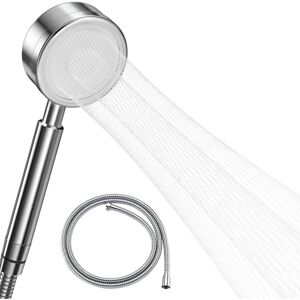 ZVD High Pressure Shower Head with 1.5m Hose, 304 Stainless Steel Bathroom Shower Head Water Saving Easy Installation - Waist Shaped Spray Method