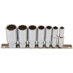 Laser - Tools Whitworth Deep Socket Set 3/8''D Bi Hex 12pt Satin Finish 7pc 6194