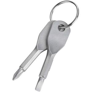 Gotrays - Mini Screwdriver Keychain Set, Portable Stainless Steel Flat Head and Phillips Screwdriver Set Tool Outdoor Multifunctional edc Tool Mini