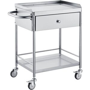Mophorn - Medical Cart 2 Layers Stainless Steel 220 lbs Capacity Lab Utility Cart 360° Silent Wheels Drawer for Lab Clinic Kitchen Salon