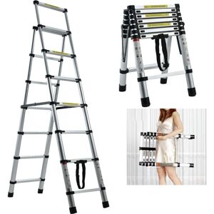 BRIEFNESS Multi Purpose Ladder 6+7 Steps a Frame 2M+2.3M Ladder Folding Step Ladder Easy Carry Aluminium Household Telescopic Ladder