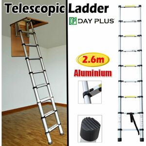 Dayplus - Portable Aluminum Telescopic Ladder Folding 9 Steps 2.6m 8.5ft Light Weight