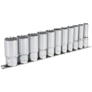 Sealey - Premier Imperial Deep Socket Set 3/8''Sq Drive 12-point 11pc AK2673
