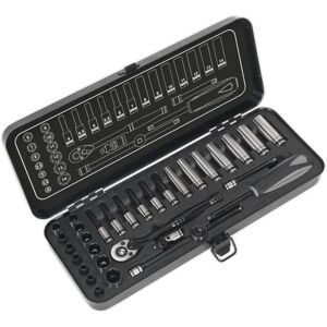 Sealey - Socket Set 32pc 1/4''Sq Drive 6pt WallDrive® Metric Black Series AK7970