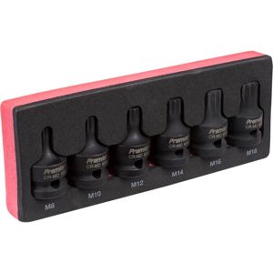 Sealey - AK5608 Premier Spline Impact Socket Bit Set 1/2''Sq Drive 6pc
