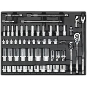 Sealey - TBT31 Premier Socket Set with Tool Tray 3/8'' & 1/2''Sq Drive 55pc