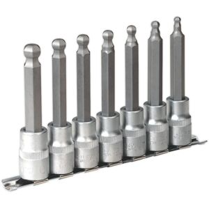 Sealey - AK622 Premier Ball-End Hex Socket Bit Set 1/2'Sq Drive 7pc