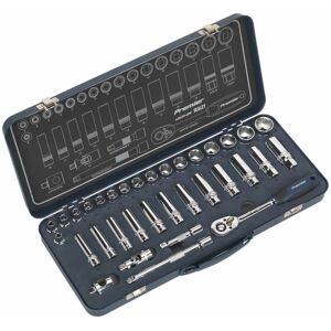 Sealey - Metric Socket Set 34pc 3/8''Sq Drive Lock On 6pt Mirror Finish AK27481