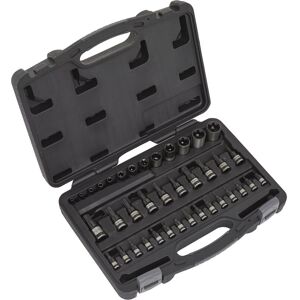 Sealey - AK6197B Premier Black TRX-Star Socket & Security Socket Bit Set 1/4'', 3/8'' & 1/2''Sq Drive 38pc