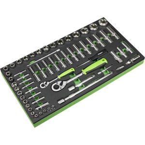 Sealey - S01271 Siegen Socket Set with Tool Tray 1/4' & 1/2'Sq Drive 62pc