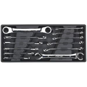 Sealey - TBT13 Premier Flare Nut & Ratchet Ring Spanner Set with Tool Tray 12pc