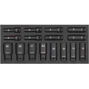 Sealey Premier Deep Impact Socket Set with Tool Tray 1/2inSq Drive 16 Piece