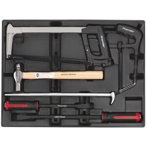 Sealey - TBT30 Premier Pry Bar, Hammer & Hacksaw Set with Tool Tray 6pc