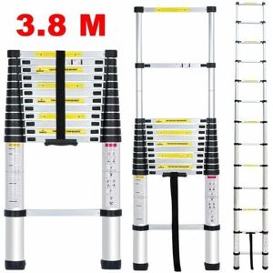BRIEFNESS Telescopic Ladder 3.8M Multi-Purpose Aluminium Telescoping Ladder Extension Extend Portable Ladder Foldable Ladder EN131 and ce Standards