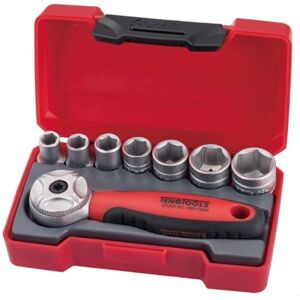 Tengtools - Teng Tools 1/4'' Drive 8 Piece Mini Metric Socket Set Stubby Ratchet Handle T1408