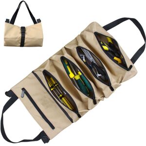 Linghhang - Khaki)Rolling Tool Bag, Canvas Tool Bag for Wrenches, Multi-Purpose Rolling Bag with 5 Zipper Pockets, Ideal for Plumbers and Electricians Linghhang - Khaki)Rolling Tool Bag, Canvas Tool Bag for Wrenches, Multi-Purpose Rolling Bag with 5 Zipper Pockets, Ideal for Plumbers and Electricians