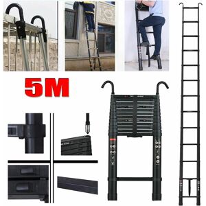 DAYPLUS 16.4FT 5M Aluminum Telescopic Ladder Home Loft Ladder ,2 Detachable Hook Safety DAYPLUS 16.4FT 5M Aluminum Telescopic Ladder Home Loft Ladder ,2 Detachable Hook Safety