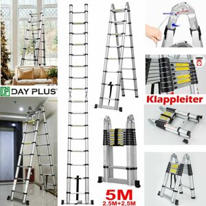DAYPLUS 16.5FT 5M Telescoping Ladder Aluminum Extendable Foldable Retractable EN131 ce DAYPLUS 16.5FT 5M Telescoping Ladder Aluminum Extendable Foldable Retractable EN131 ce